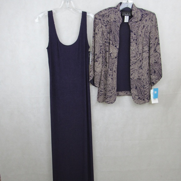 Alex Evenings 2 Pc Set Size 8 3/4 Slv Jacket Purpl - Picture 4 of 8